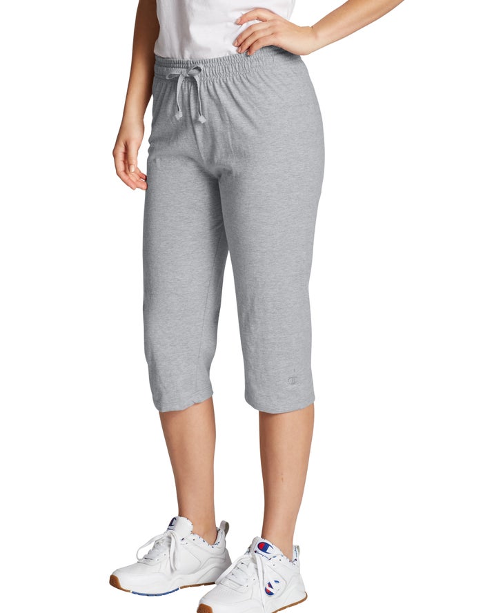 Champion Womens Pants NZ - Classic Jersey Capris Grey ( 8519-BADGI )